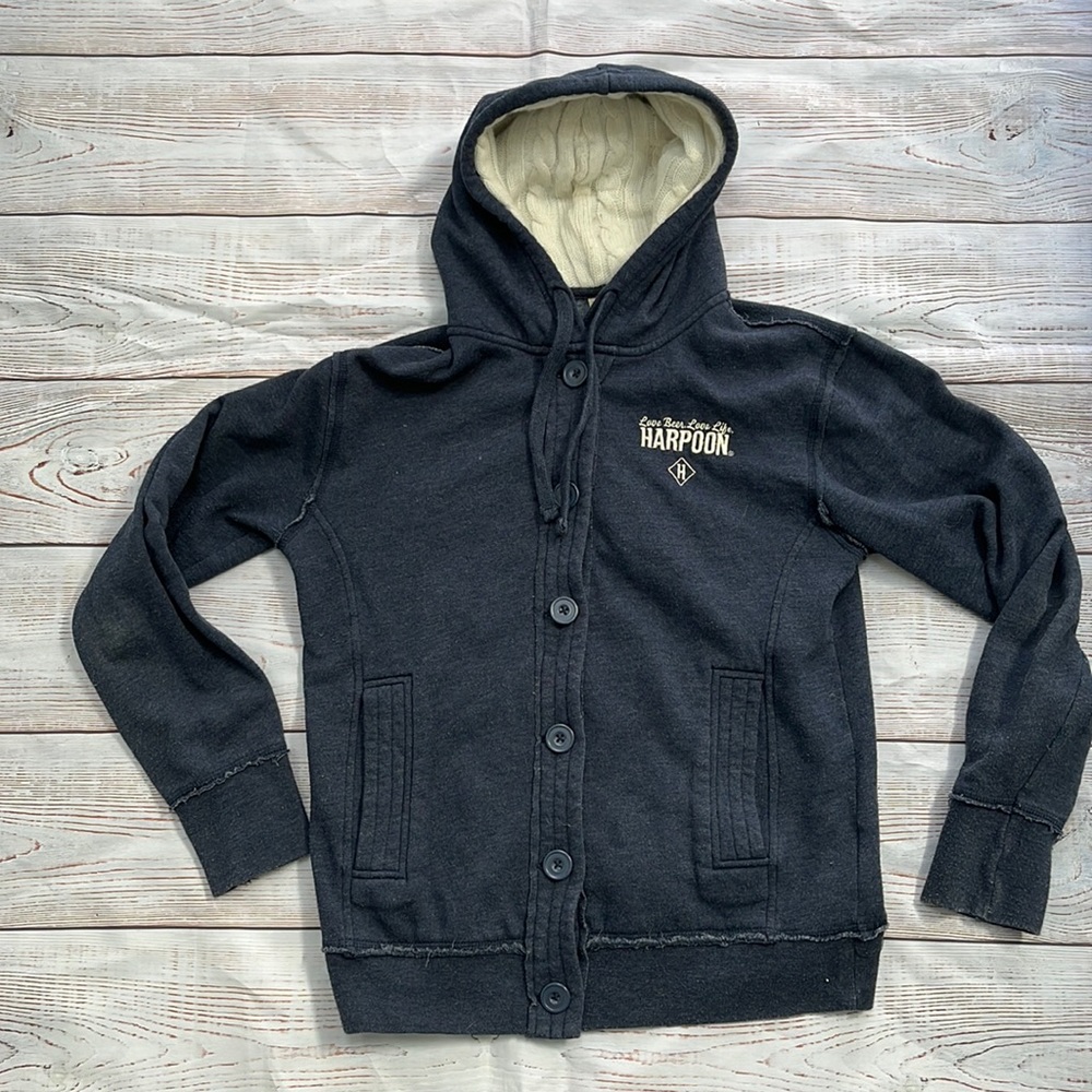 Harpoon Brewery Button Up Hooded Sweatshirt Women’s Size Medium